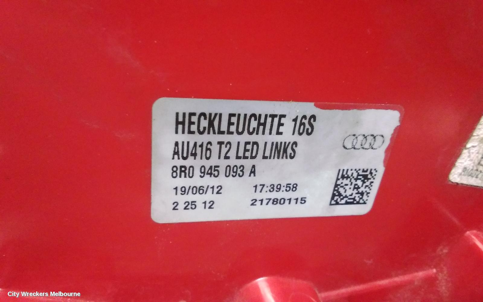 AUDI Q5 LEFT TAILLIGHT, IN TAILGATE, 8R, LED TYPE, 03/2009 - 09/2012