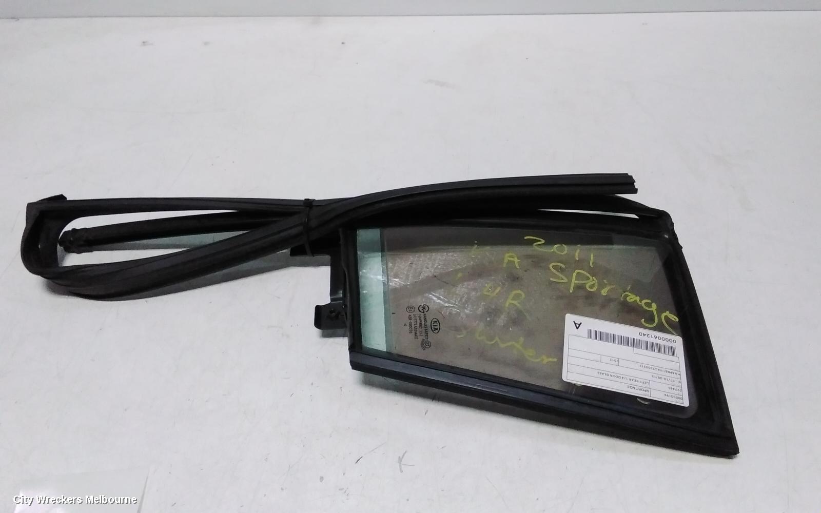 KIA SPORTAGE LEFT REAR 1/4 DOOR GLASS, SL, 07/2010 - 05/2013