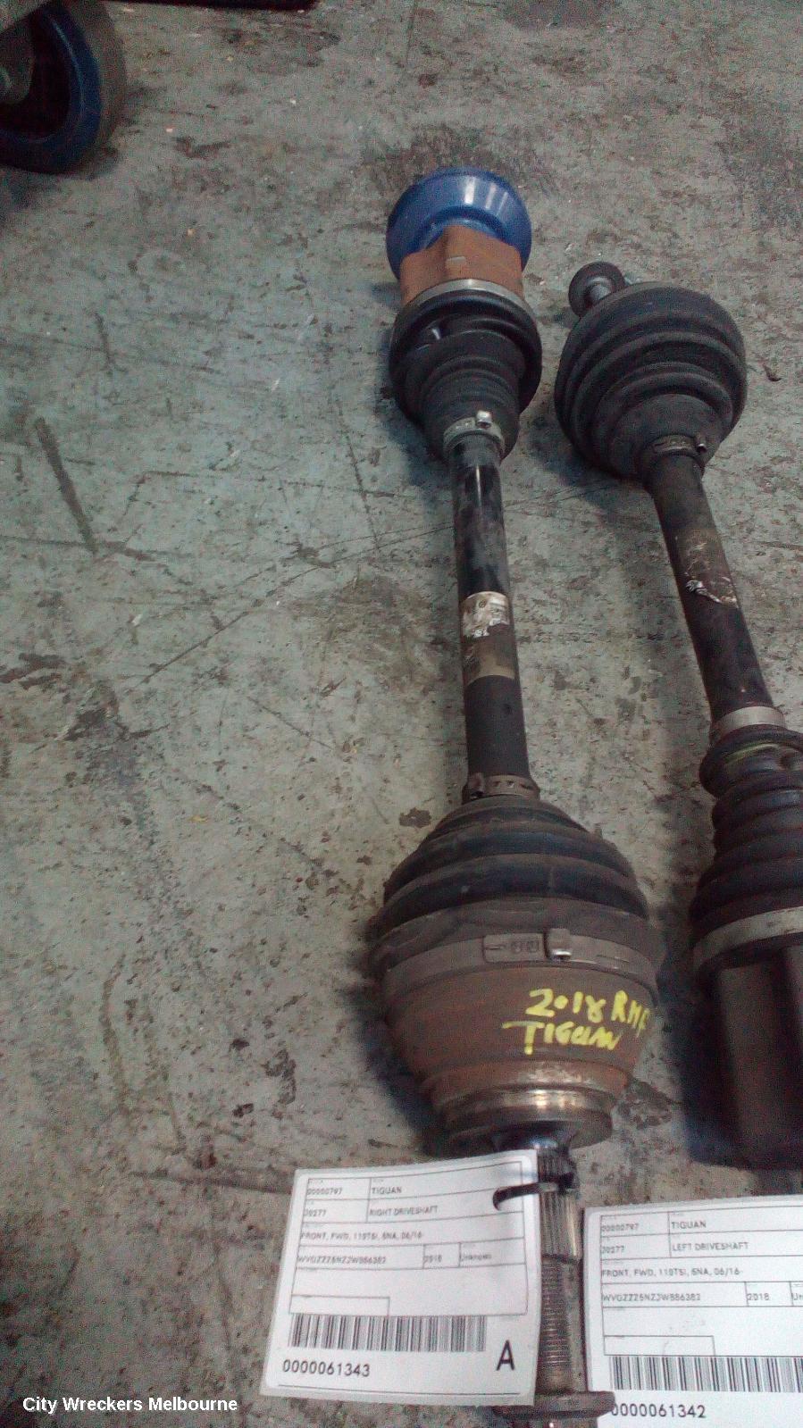 VOLKSWAGEN TIGUAN RIGHT DRIVESHAFT, FRONT, FWD, 110TSI, 5NA, 06/2016 ONWARDS