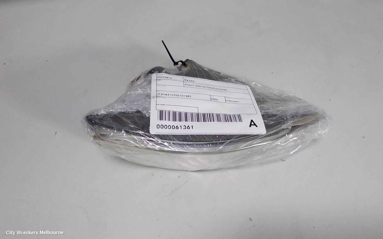 LEXUS RX SERIES RIGHT INDICATOR/FOG/SIDE, BUMPER FOGLAMP, MCU3/GSU3/MHU3#, 04/2003 - 11/2008