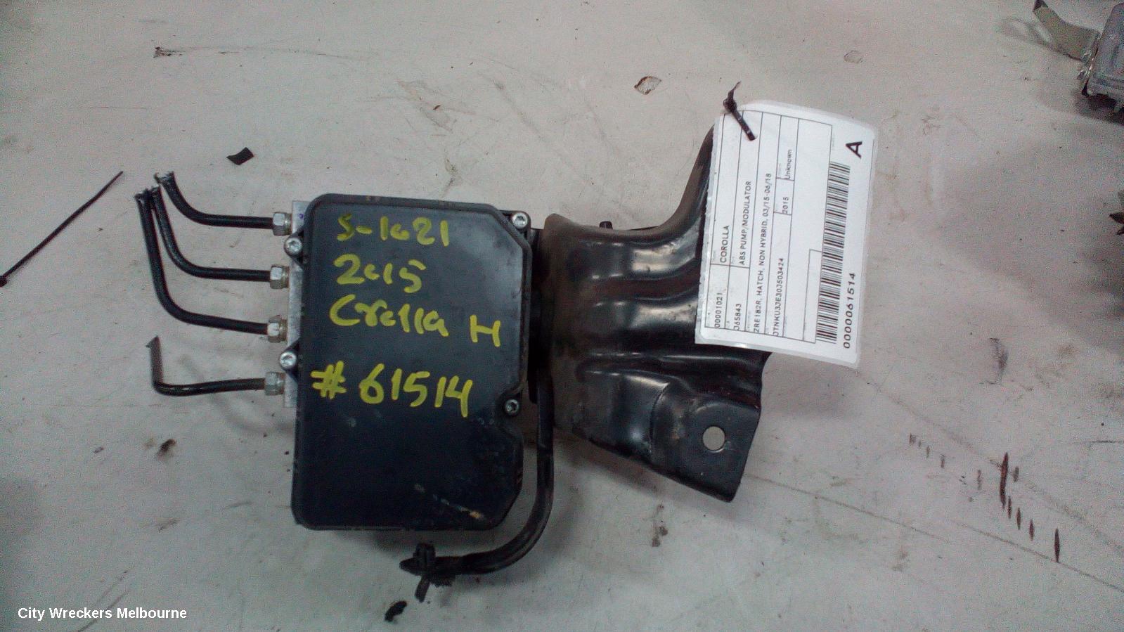 TOYOTA COROLLA ABS PUMP/MODULATOR, ZRE182R, HATCH, NON HYBRID, 03/2015 - 06/2018