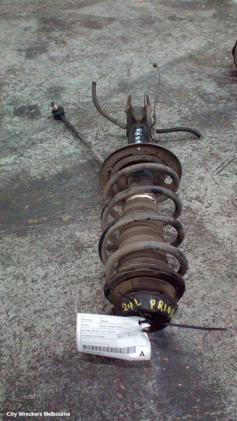 TOYOTA PRIUS RIGHT FRONT STRUT, NHP10R, PRIUS C, 12/2011 - 02/2015