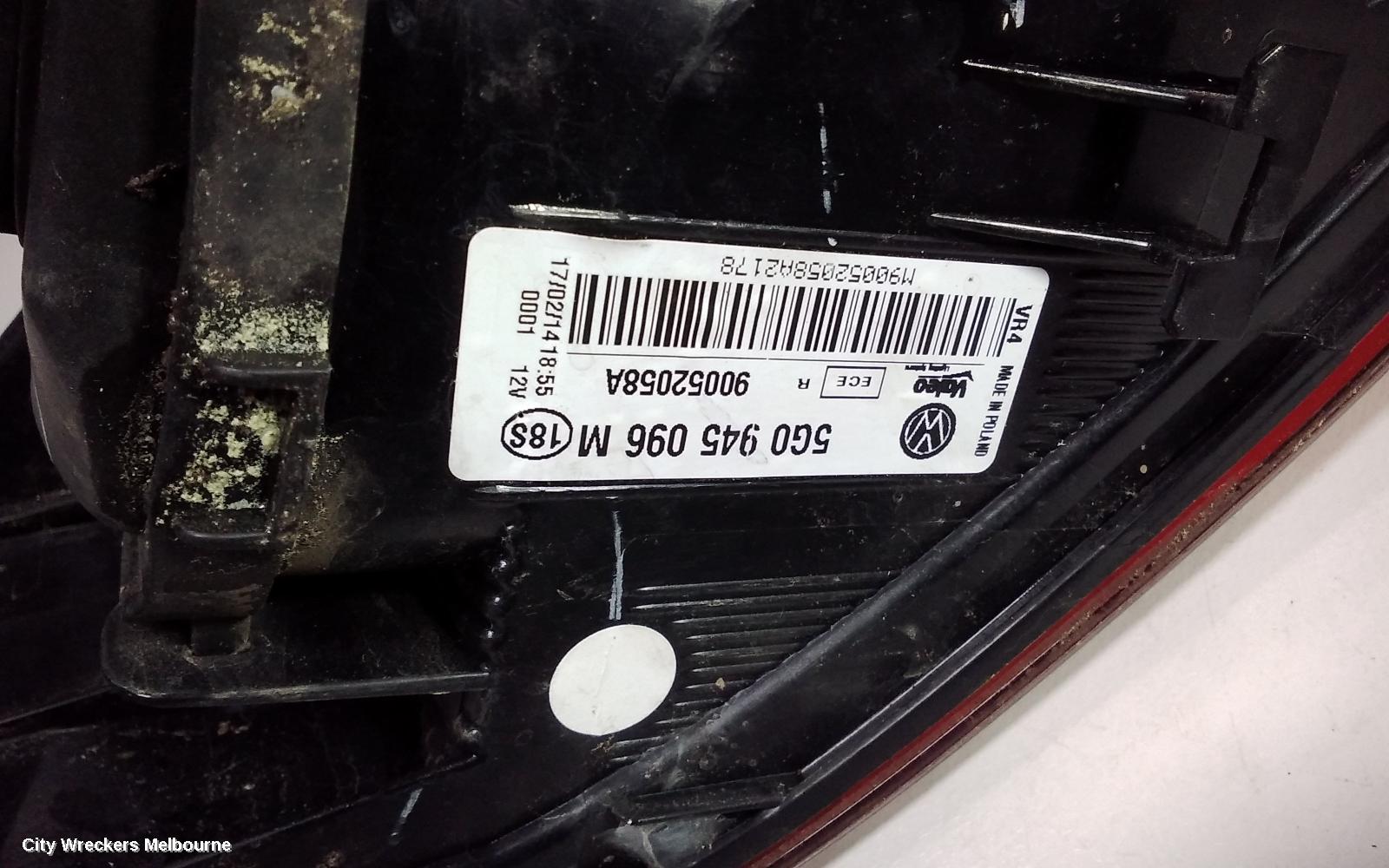 VOLKSWAGEN GOLF RIGHT TAILLIGHT, GEN 7, HATCH, 03/2013 - 03/2017