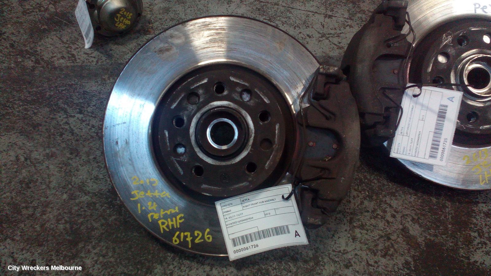 VOLKSWAGEN JETTA RIGHT FRONT HUB ASSEMBLY, 1B, 4 BOLT TYPE, 02/2011 - 12/2017