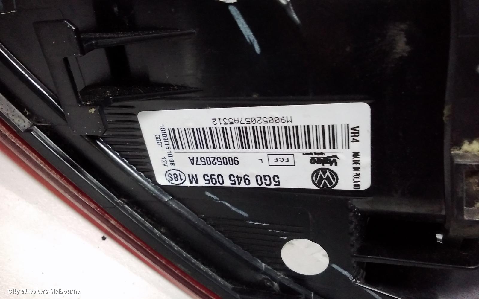 VOLKSWAGEN GOLF LEFT TAILLIGHT, GEN 7, HATCH, 03/2013 - 03/2017
