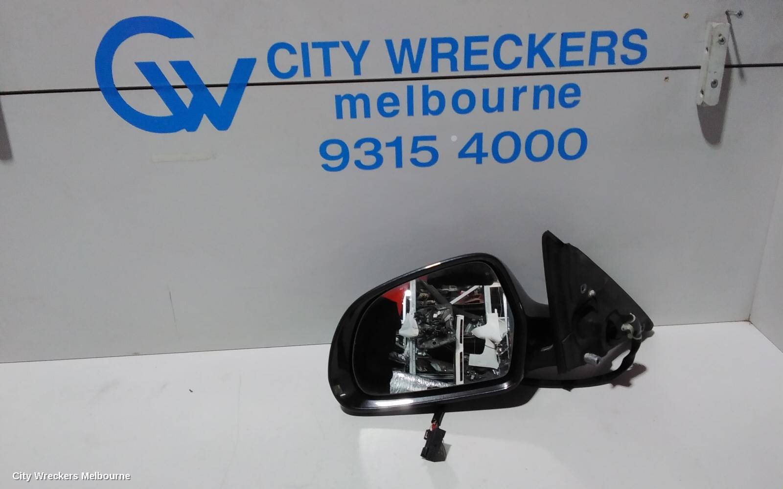 AUDI A4 LEFT DOOR MIRROR, B8 8K, A4, MANUAL FOLD, NO LANE CHANGE ASSIST TYPE, 1 PLUG (6 WIRE), 02/2008 - 05/2009
