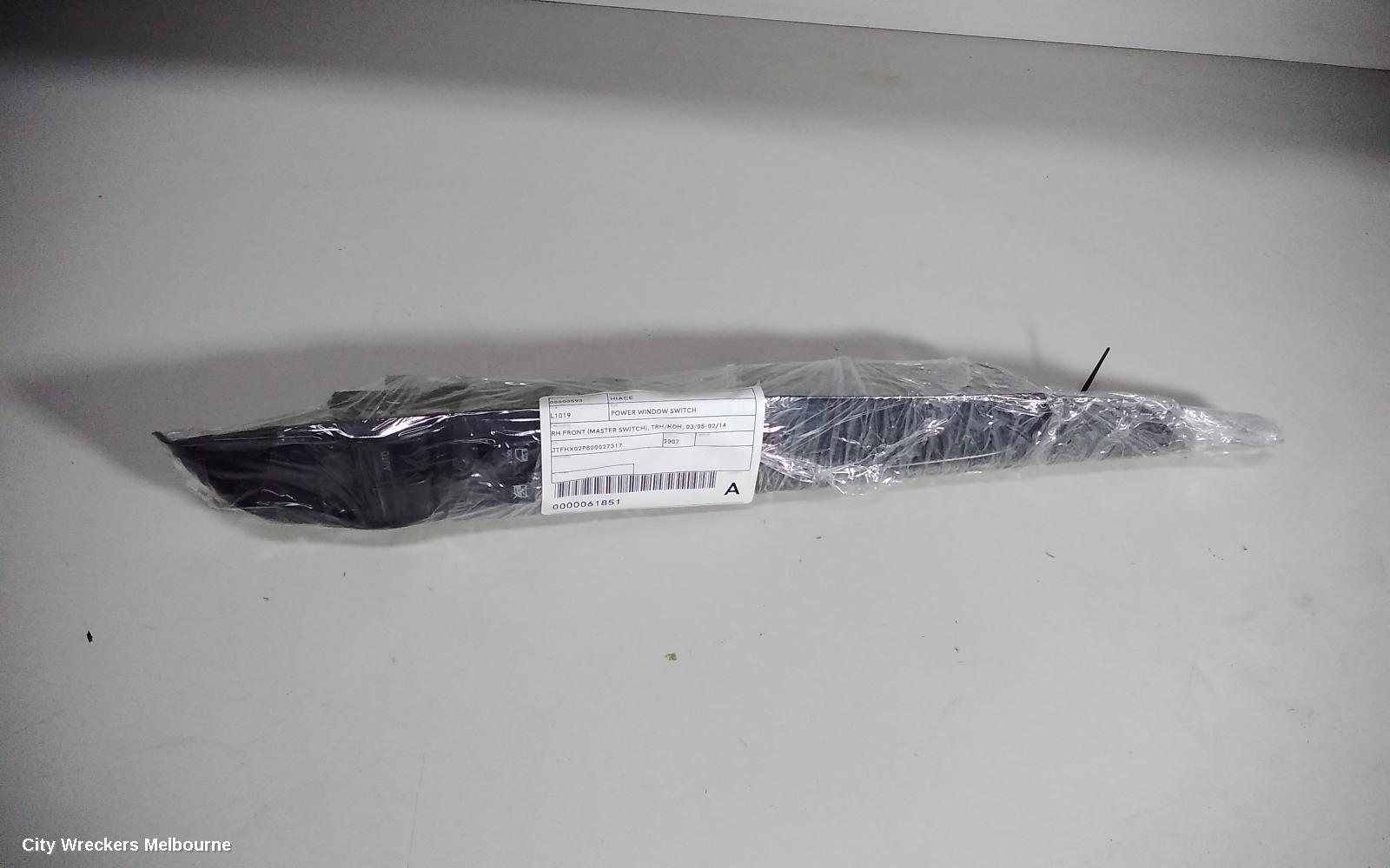 TOYOTA HIACE PWR DR WIND SWITCH, RH FRONT (MASTER SWITCH), TRH/KDH, 03/2005 - 02/2014