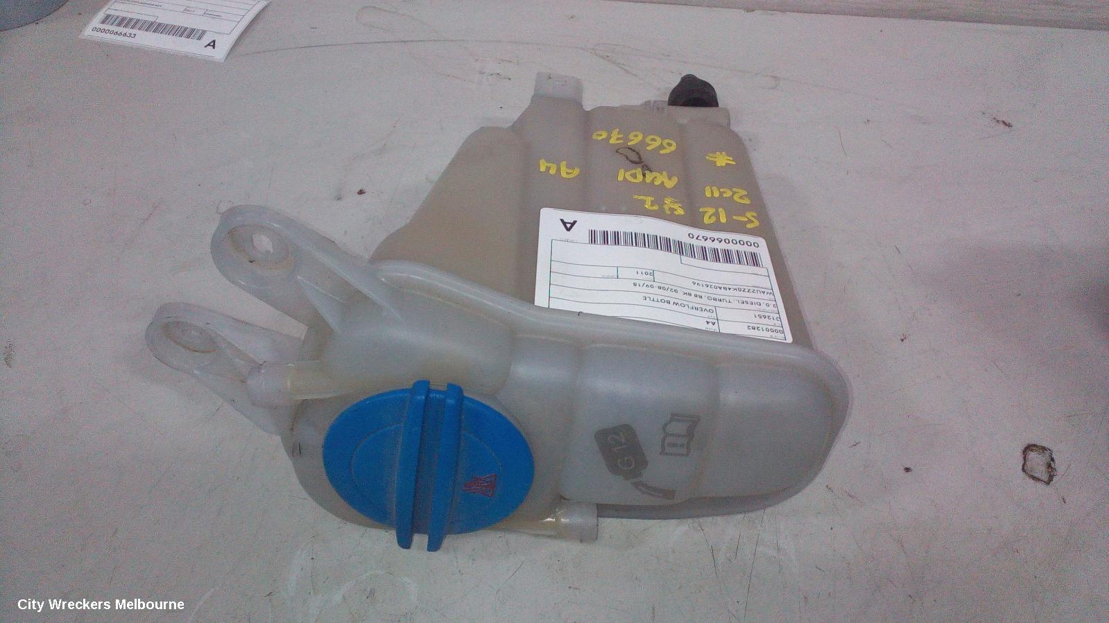 AUDI A4 OVERFLOW BOTTLE, 2.0, DIESEL, TURBO, B8 8K, 02/2008 - 09/2015