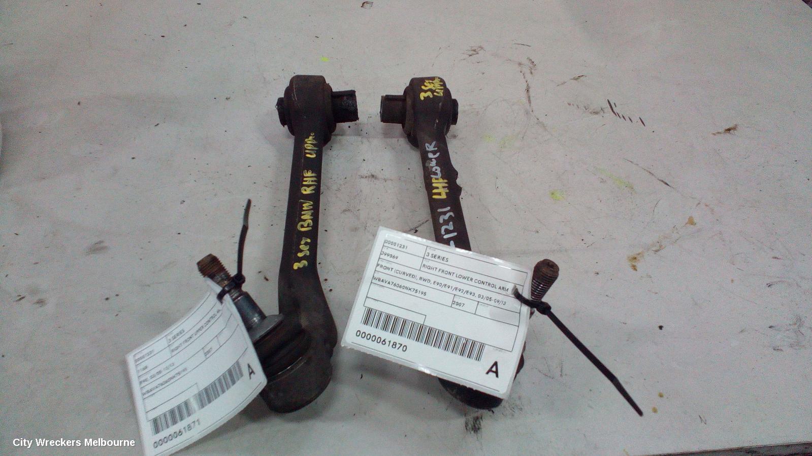 BMW 3 SERIES RIGHT FRONT LOWER CONTROL ARM, FRONT (CURVED), RWD, E90/E91/E92/E93, 03/2005 - 09/2013