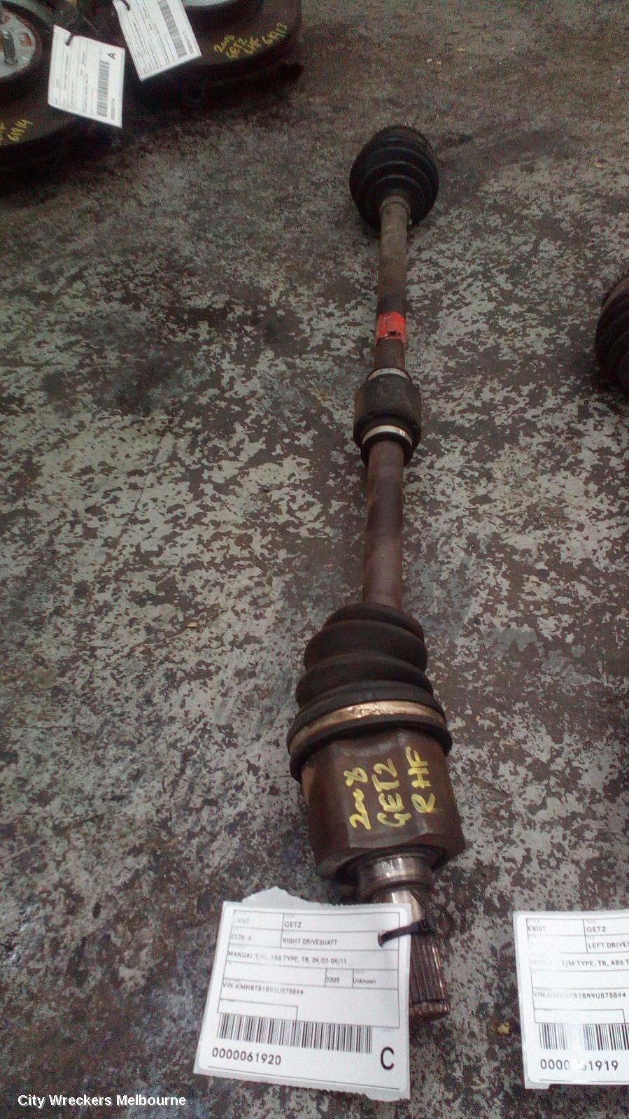 HYUNDAI GETZ RIGHT DRIVESHAFT, MANUAL T/M, ABS TYPE, TB, 09/2002 - 09/2011
