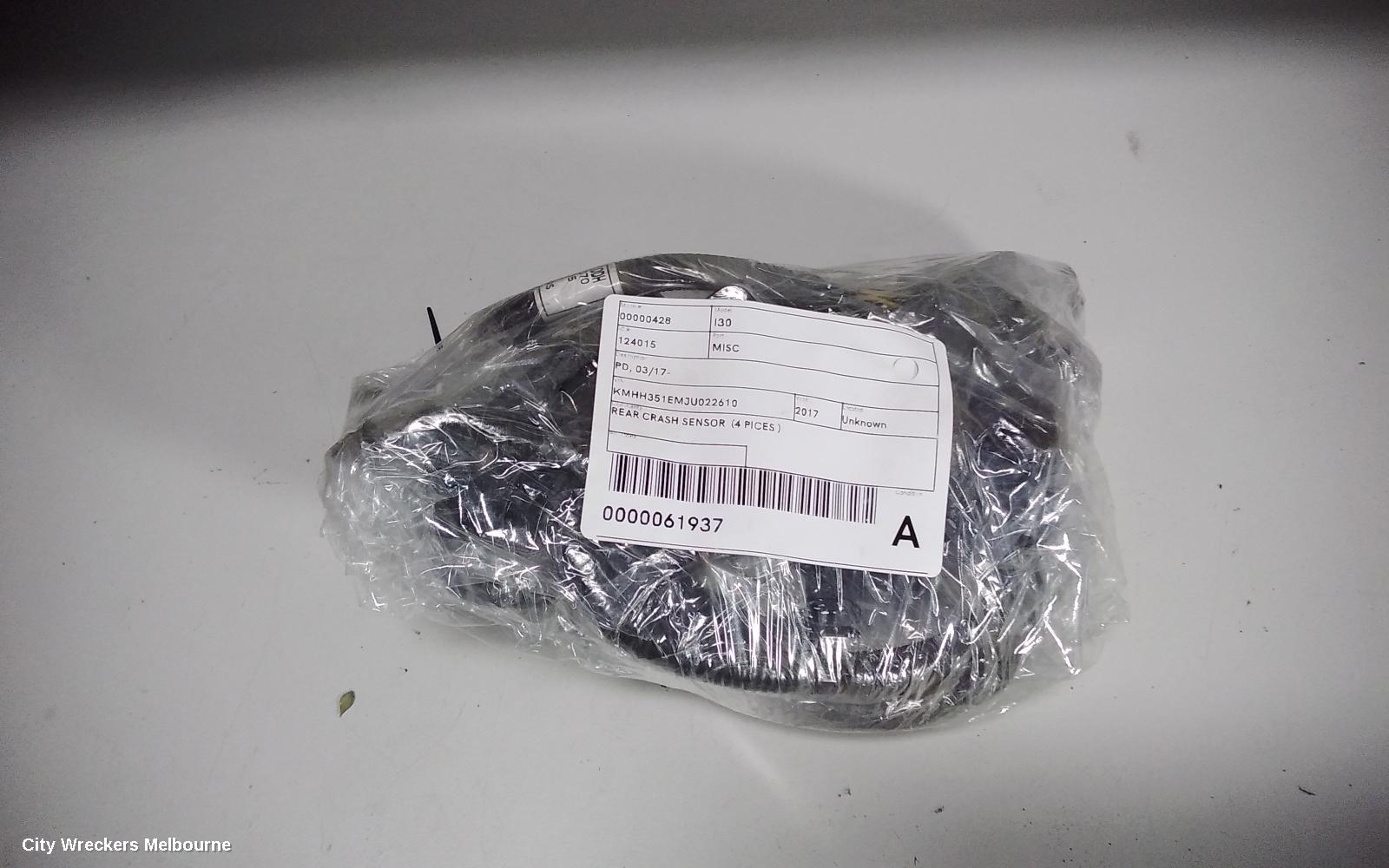 HYUNDAI I30, PD, HATCH, 03/2017 ONWARDS, REAR CRASH SENSOR  (4 PICES ): 61937