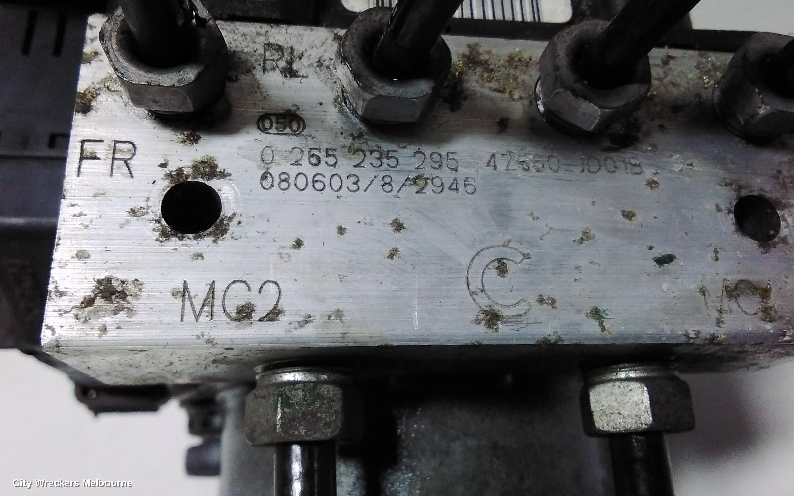 NISSAN DUALIS ABS PUMP/MODULATOR, J10, P/N 476601YA4A, 10/2007 - 05/2014