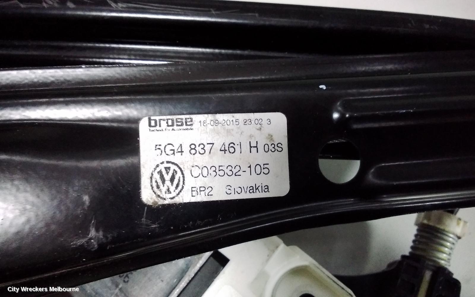 VOLKSWAGEN GOLF LEFT FRONT WINDOW REG/MOTOR, GEN 7, 5DR HATCH/WAGON, 03/2013 - 08/2020