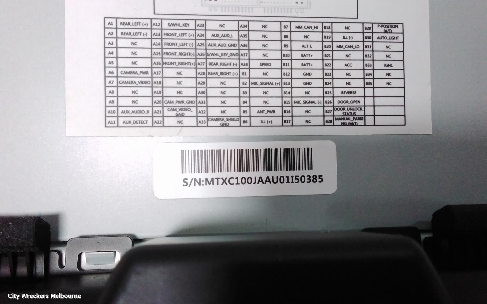 KIA PICANTO RADIO/CD/DVD/SAT/TV, DISPLAY UNIT, 7IN TOUCHSCREEN, JA, 05/2017 - 07/2020