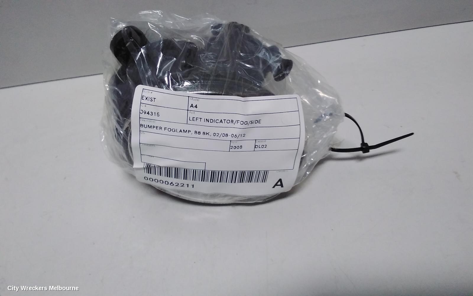 AUDI A4 LEFT INDICATOR/FOG/SIDE, BUMPER FOGLAMP, B8 8K, 02/2008 - 06/2012