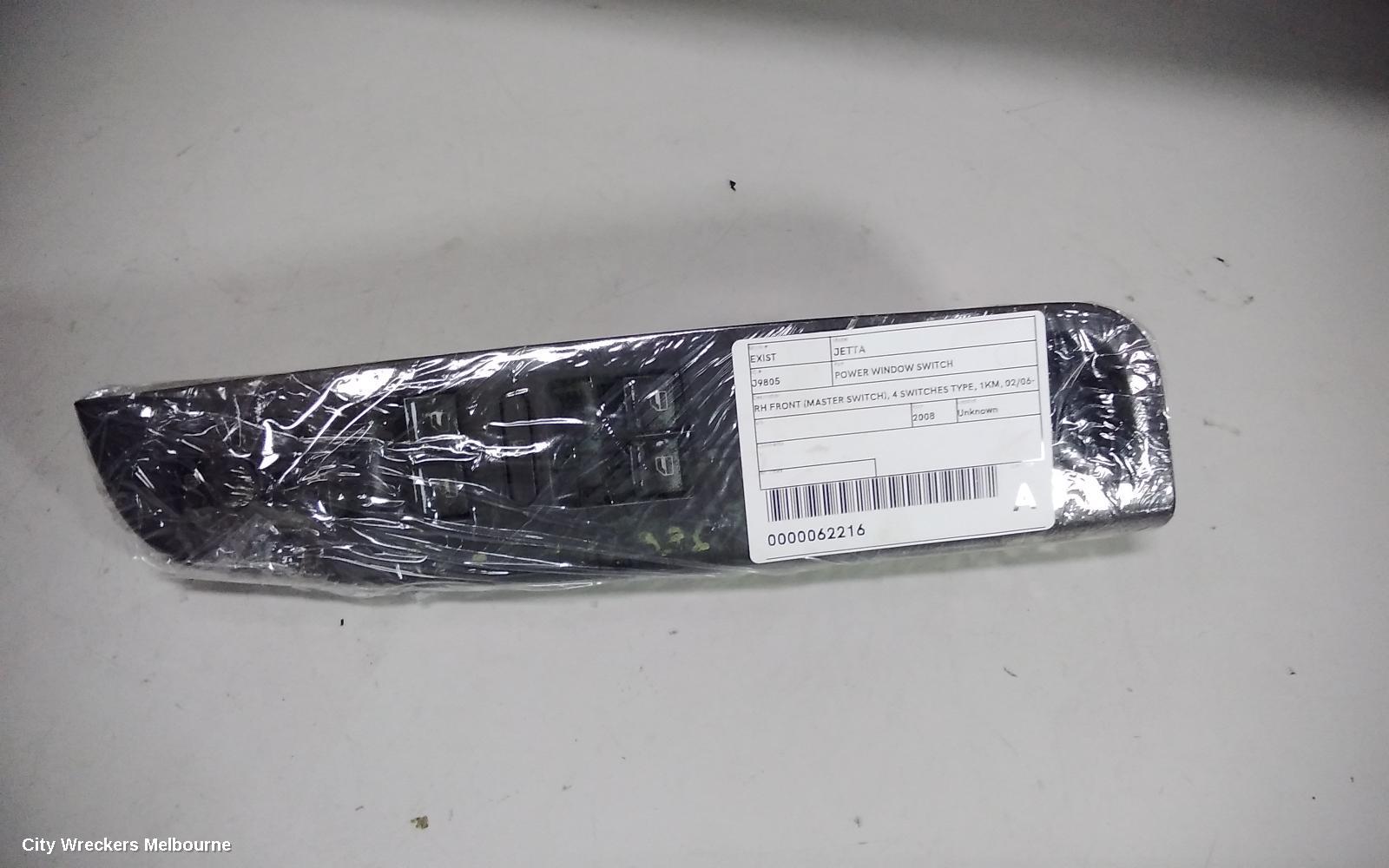 VOLKSWAGEN JETTA PWR DR WIND SWITCH, RH FRONT (MASTER SWITCH), 4 SWITCHES TYPE, 1KM, 02/2006 - 07/2011