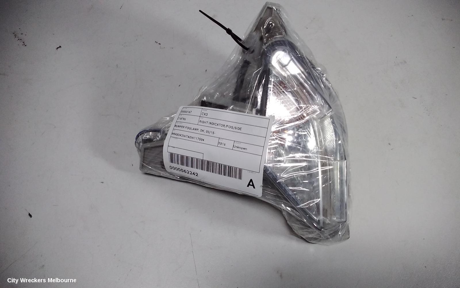 MAZDA CX3 RIGHT INDICATOR/FOG/SIDE, BUMPER FLASHER, DK, 03/2015 ONWARDS
