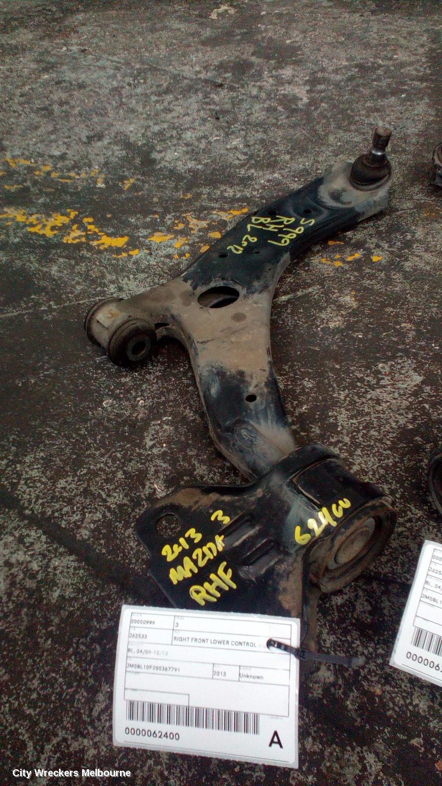 MAZDA 3 RIGHT FRONT LOWER CONTROL ARM, BL, 04/2009 - 10/2013
