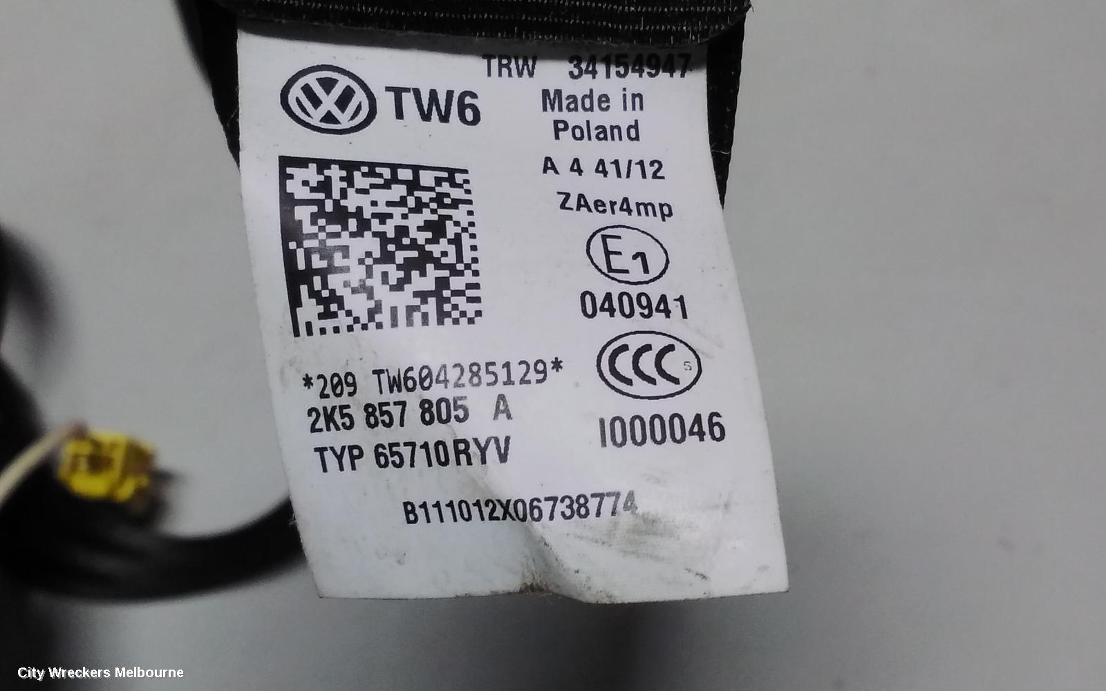 VOLKSWAGEN CADDY FRONT SEAT, LH FRONT, 2K, CLOTH, 08/2010 - 06/2015