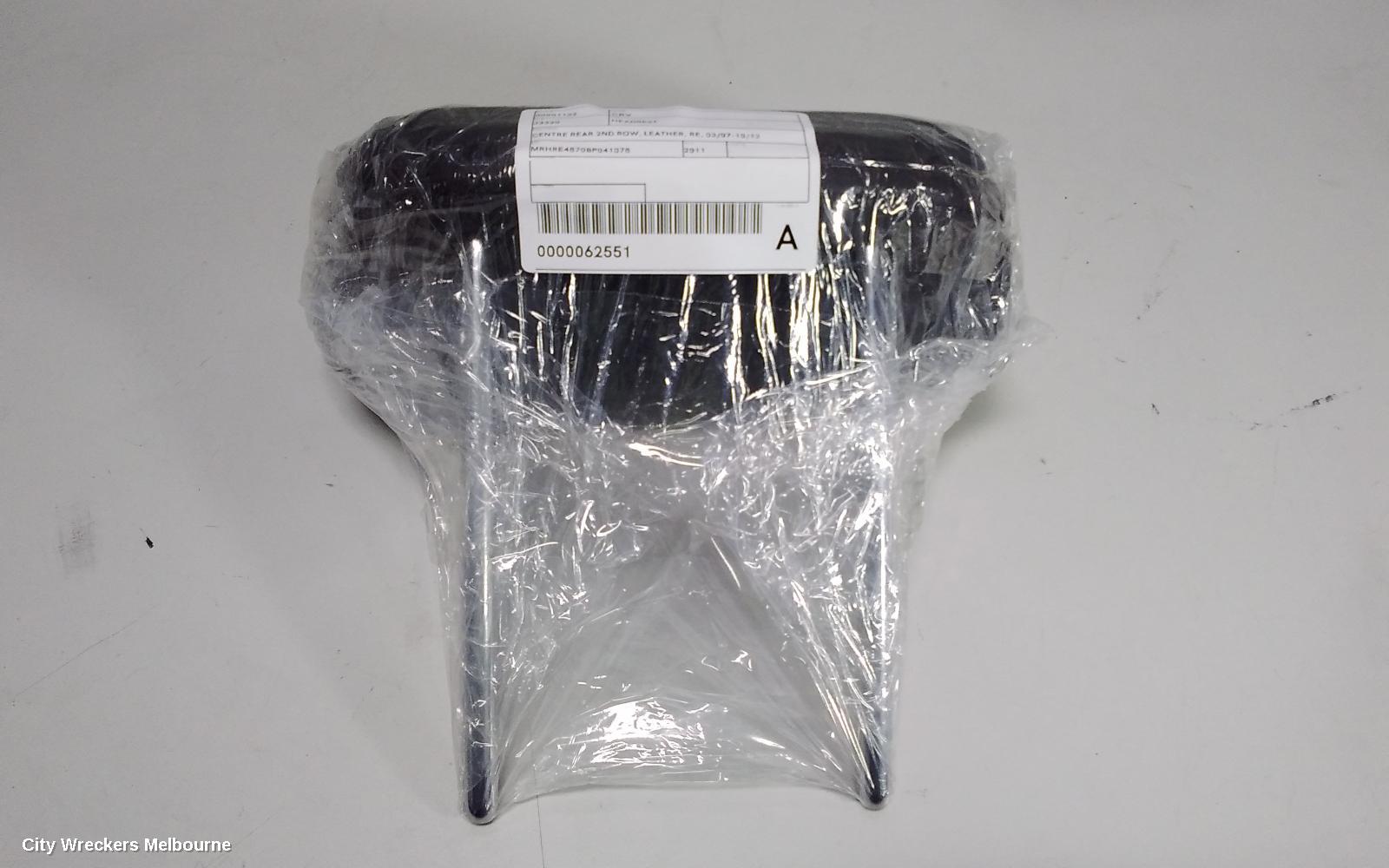HONDA CRV HEADREST, CENTRE REAR 2ND ROW, LEATHER, RE, 03/2007 - 10/2012