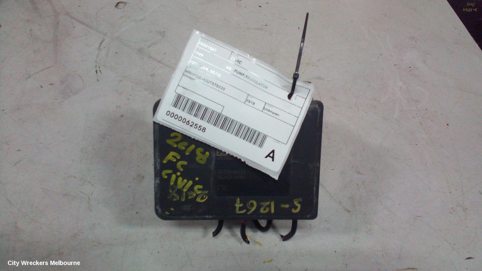 HONDA CIVIC ABS PUMP/MODULATOR, 10TH GEN, 05/2016 - 08/2021