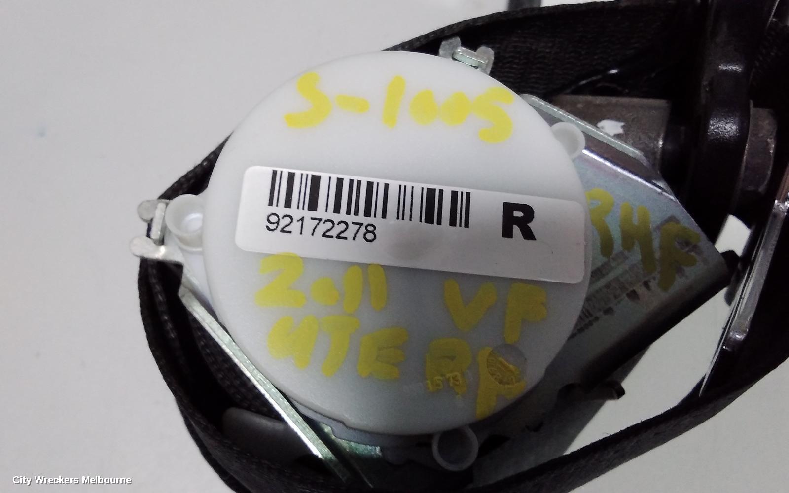 HOLDEN COMMODORE SEATBELT/STALK, RH FRONT, SEAT BELT ONLY, VE, 08/2006 - 04/2013