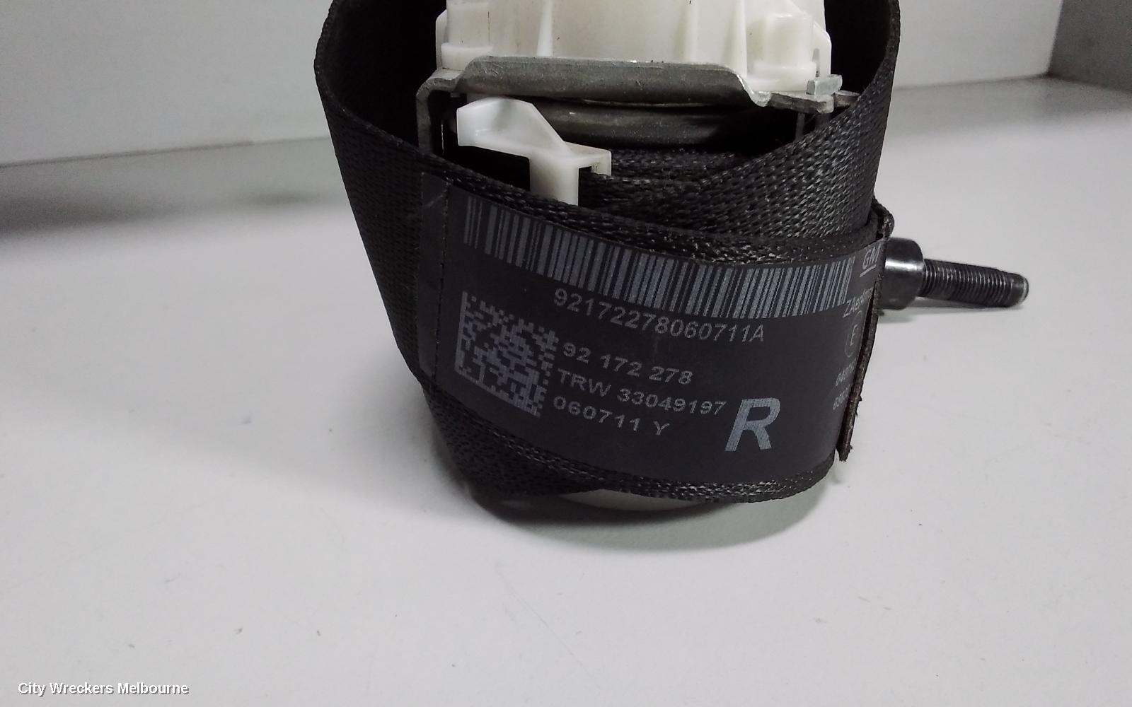 HOLDEN COMMODORE SEATBELT/STALK, RH FRONT, SEAT BELT ONLY, VE, 08/2006 - 04/2013