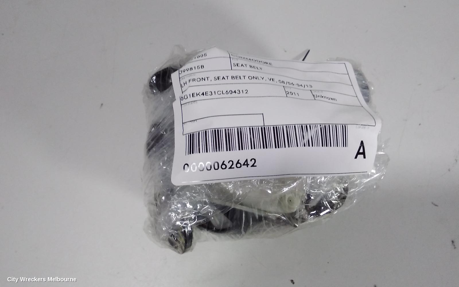 HOLDEN COMMODORE SEATBELT/STALK, LH FRONT, SEAT BELT ONLY, VE, 08/2006 - 04/2013