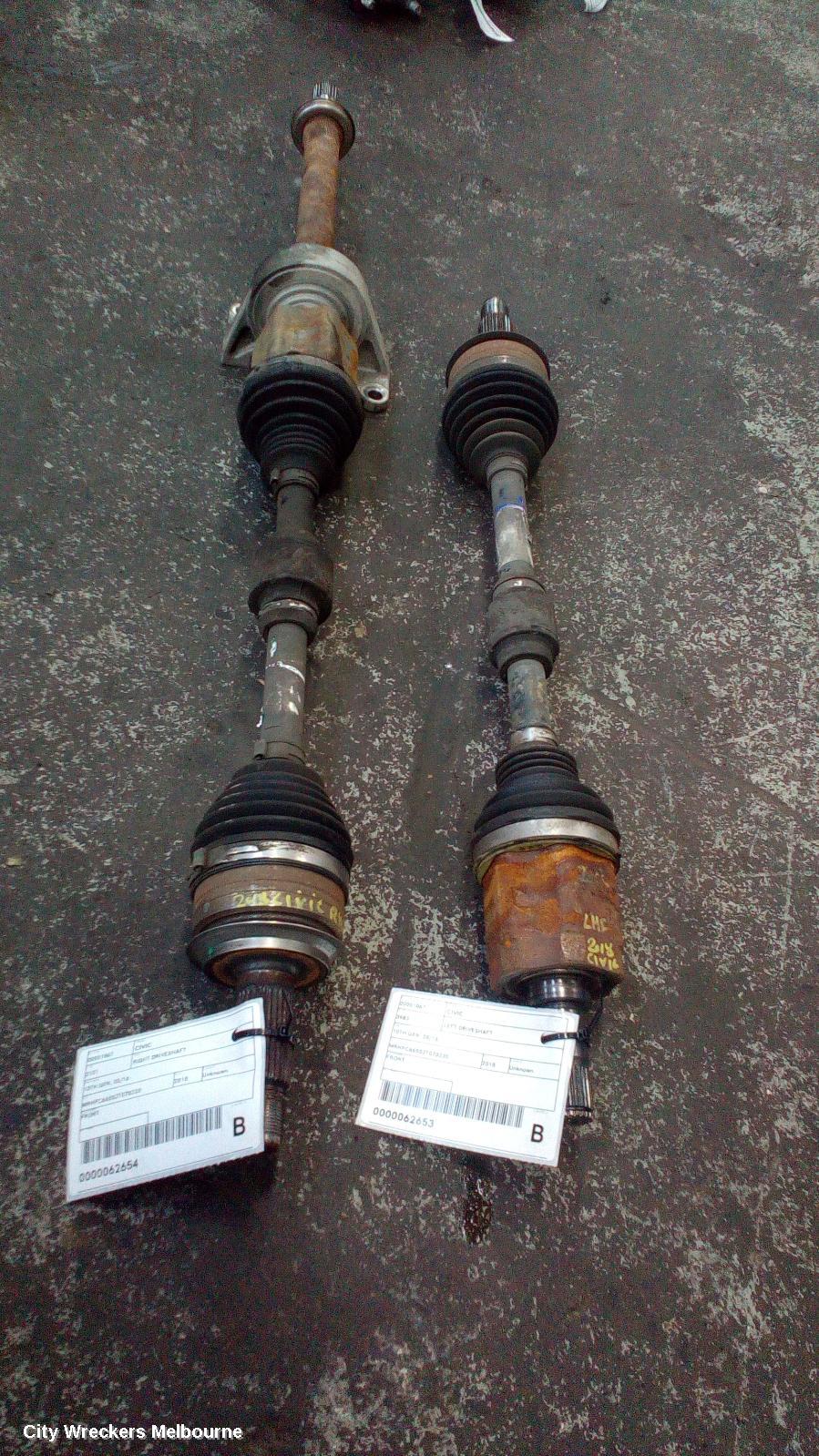 HONDA CIVIC LEFT DRIVESHAFT, AUTO T/M, PETROL, 1.8, 10TH GEN, 05/2016 - 08/2021