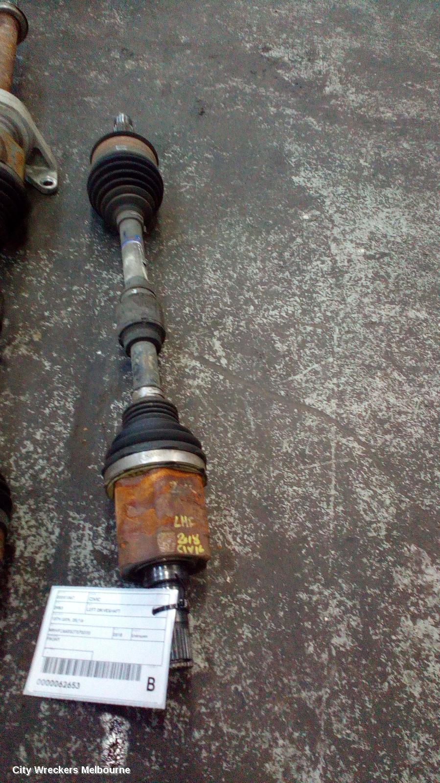 HONDA CIVIC LEFT DRIVESHAFT, AUTO T/M, PETROL, 1.8, 10TH GEN, 05/2016 - 08/2021