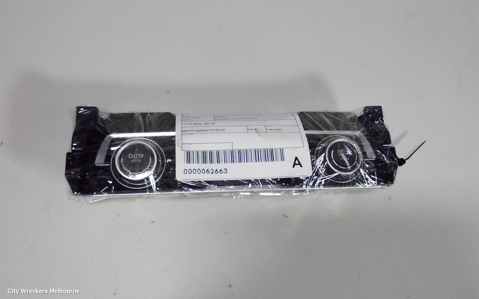HONDA CIVIC HEATER/AC CONTROLS, 10TH GEN, CLIMATE CONTROL TYPE, 05/2016 - 03/2020