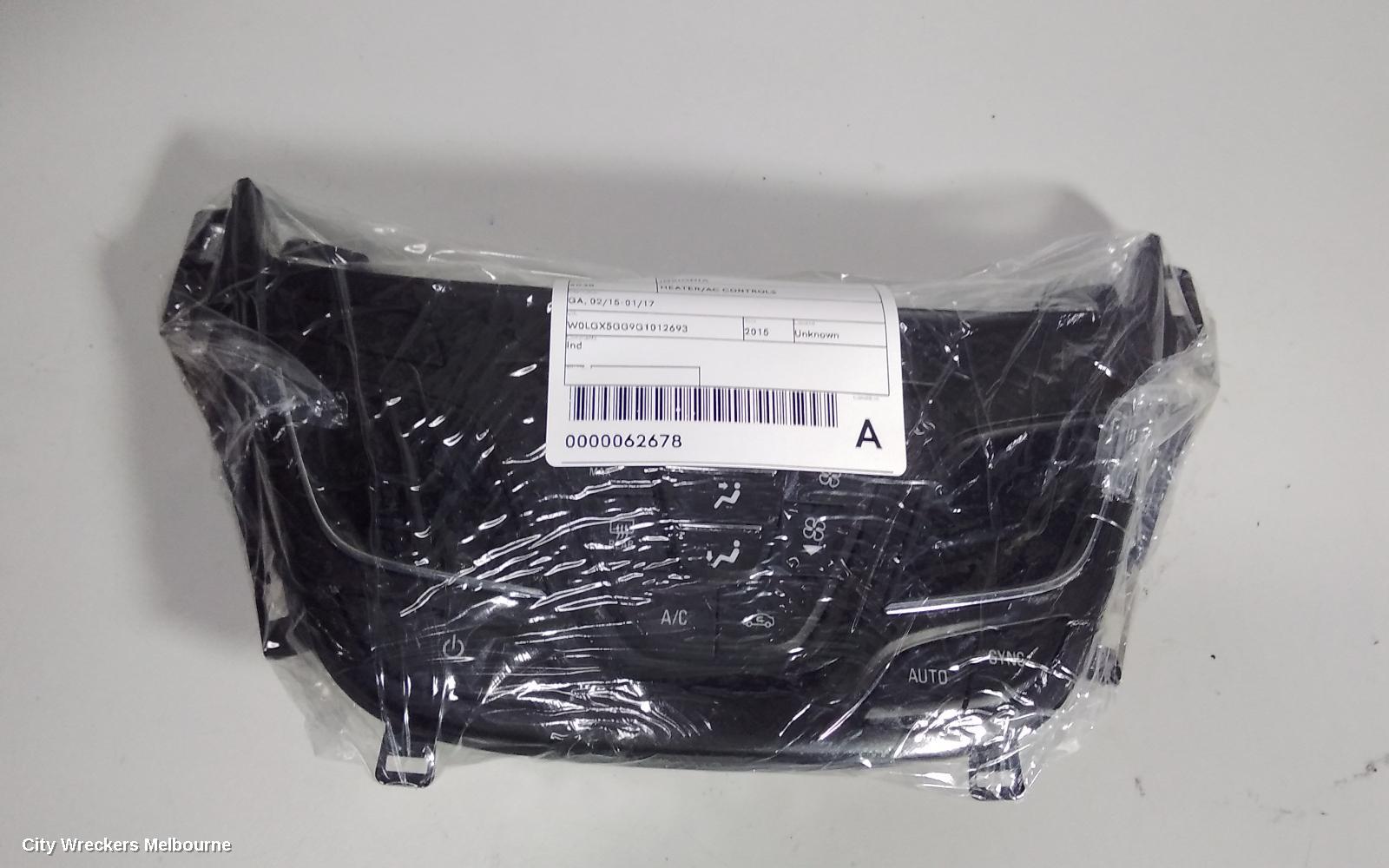 HOLDEN INSIGNIA HEATER/AC CONTROLS, GA, 02/2015 - 01/2017