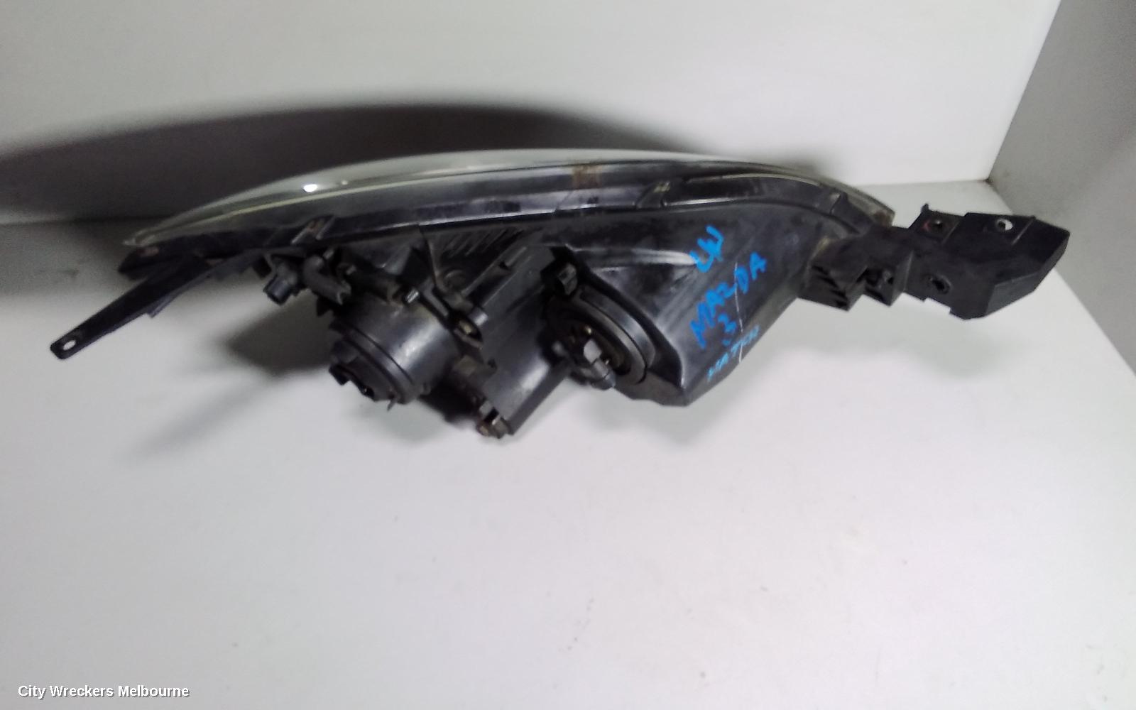 MAZDA 3 LEFT HEADLAMP, BK, SEDAN, NON HID, MANUAL ADJUST TYPE, 10/2003 - 04/2009