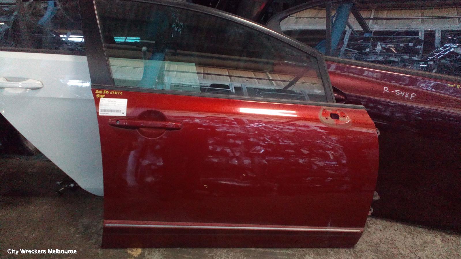 HONDA CIVIC RIGHT FRONT DOOR, 8TH GEN, SEDAN/HYBRID, 02/2006 - 12/2011