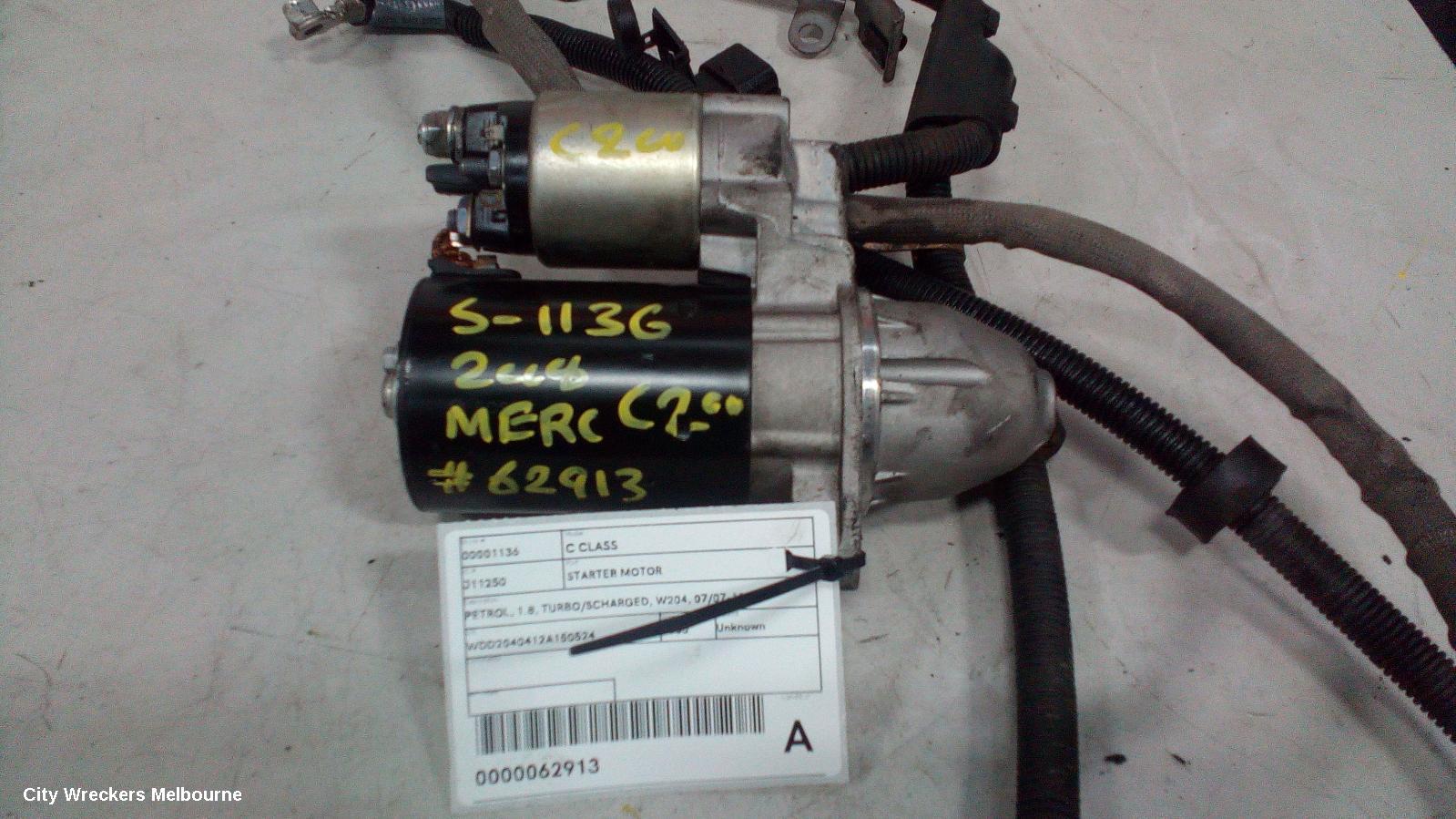 MERCEDES C CLASS STARTER, PETROL, 1.8, TURBO/SCHARGED, W204, 07/2007 - 12/2009