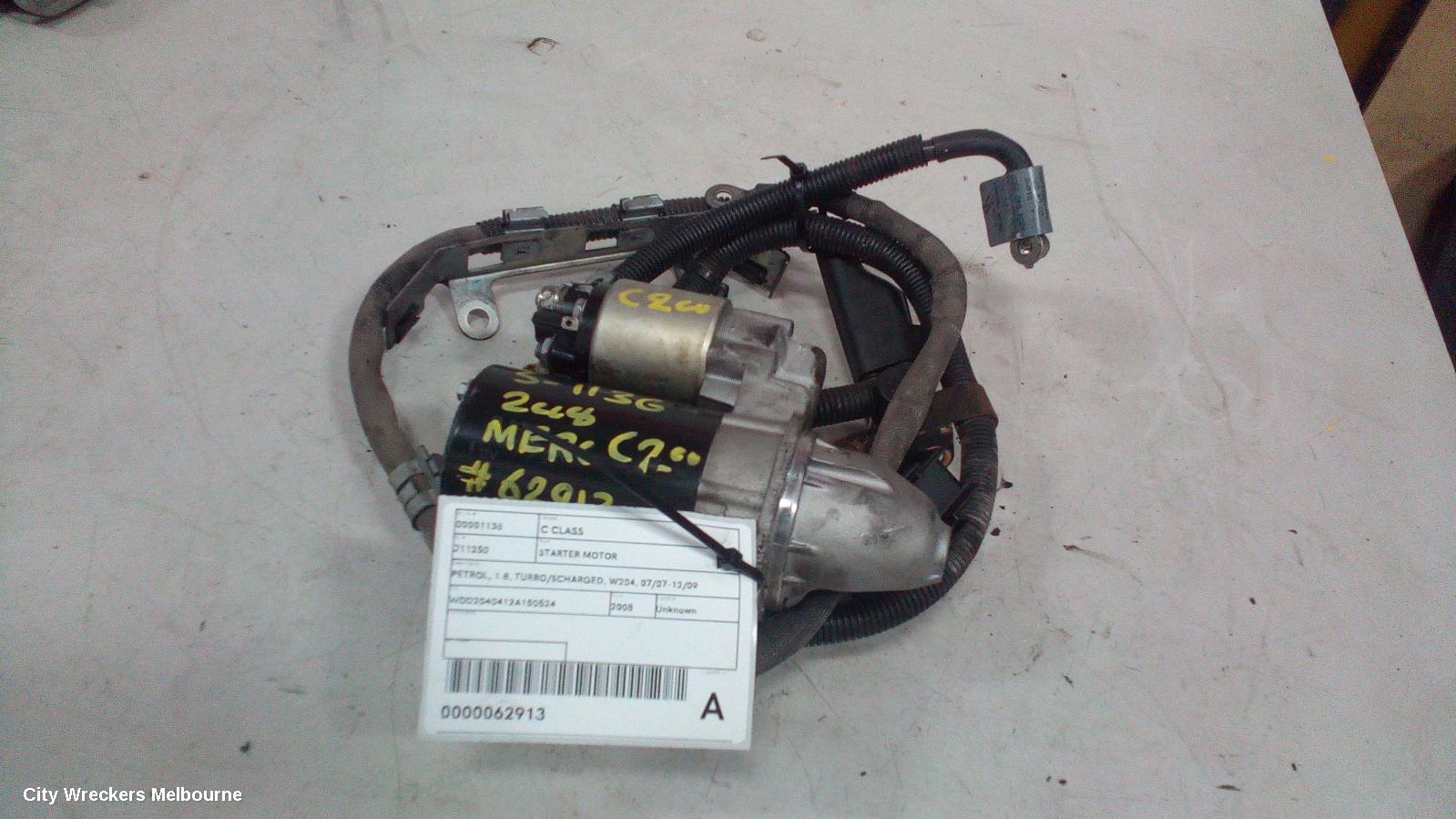 MERCEDES C CLASS STARTER, PETROL, 1.8, TURBO/SCHARGED, W204, 07/2007 - 12/2009