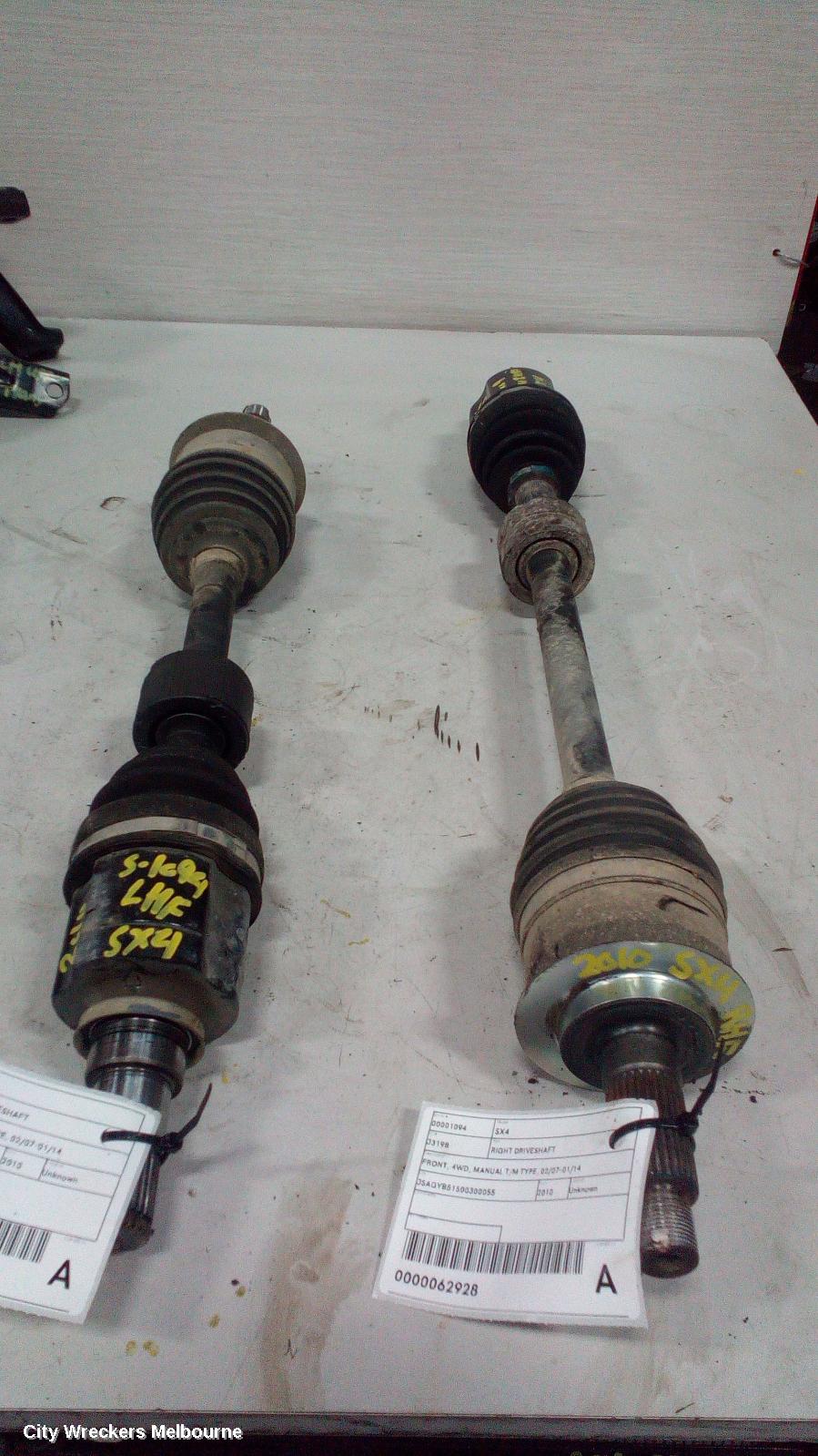 SUZUKI SX4 RIGHT DRIVESHAFT, FRONT, 4WD, J20B, MANUAL T/M, 6 SPEED, 01/2010 - 01/2014