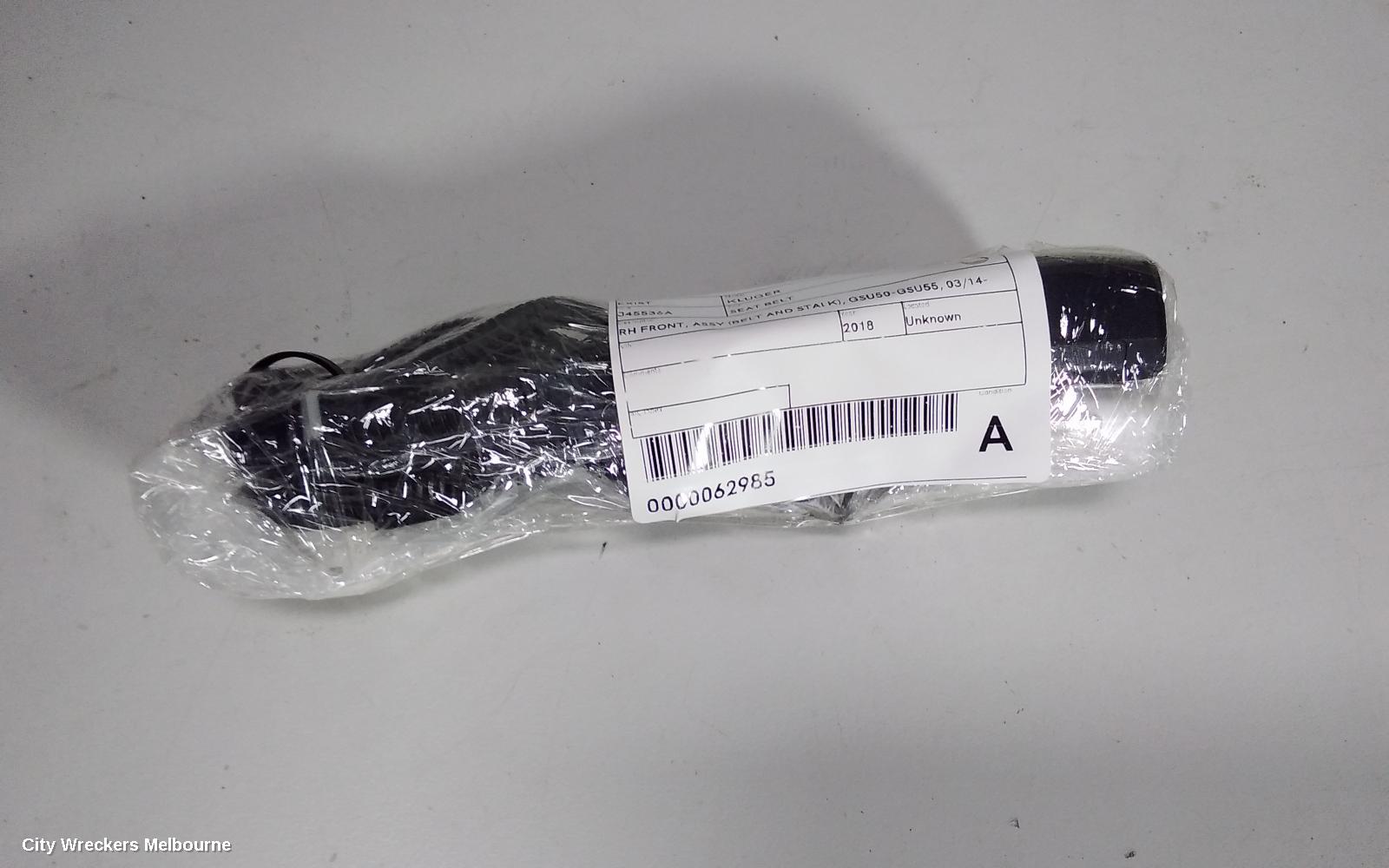 TOYOTA KLUGER SEATBELT/STALK, RH FRONT, ASSY (BELT AND STALK), GSU50-GSU55, 03/2014 ONWARDS