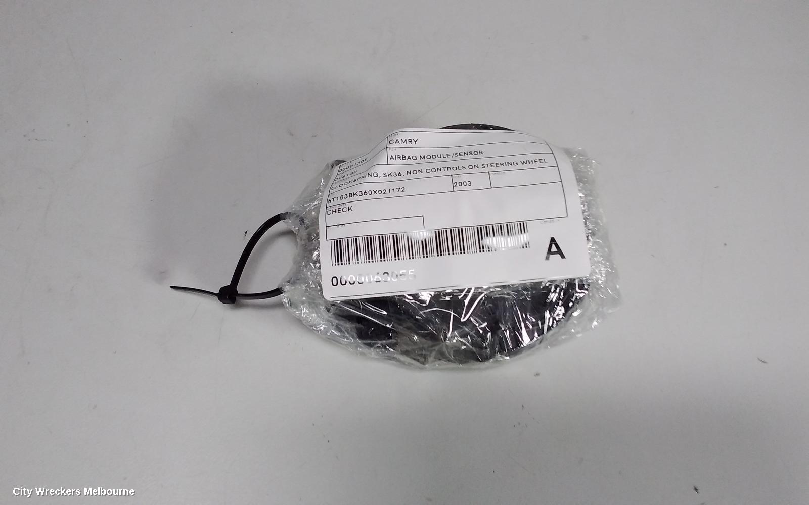 TOYOTA CAMRY AIRBAG MODULE/SENSOR, CLOCKSPRING, SK36, NON CONTROLS ON STEERING WHEEL TYPE, 08/2002 - 05/2006