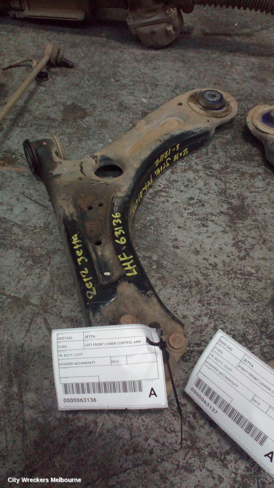 VOLKSWAGEN JETTA LEFT FRONT LOWER CONTROL ARM, 1B, 02/2011 - 12/2017