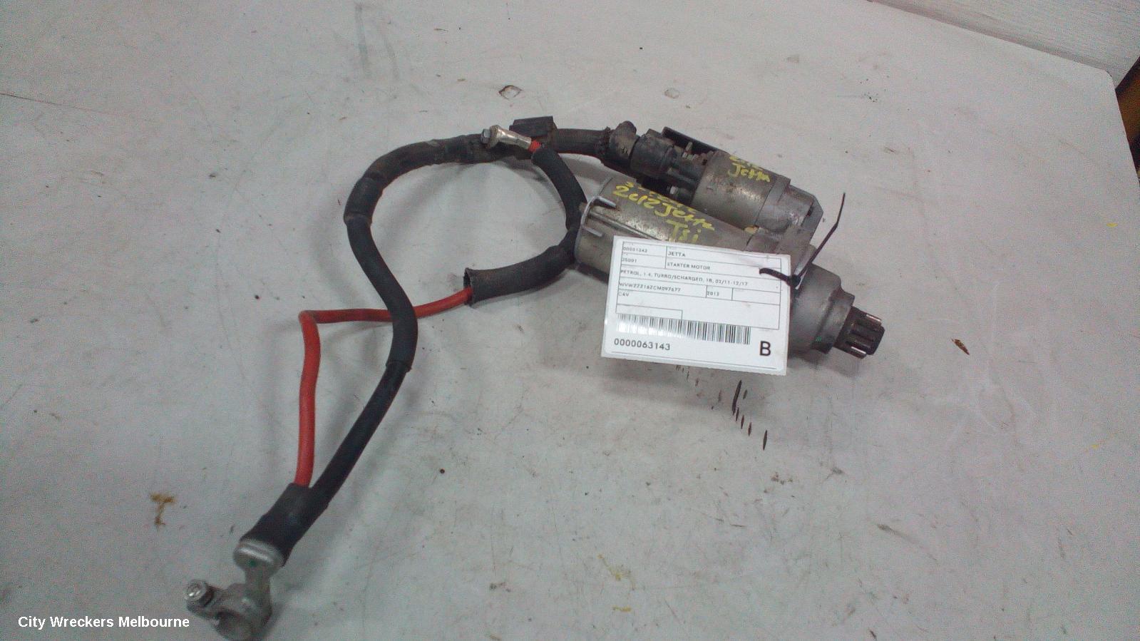 VOLKSWAGEN JETTA STARTER, PETROL, 1.4, CAVD/CTHD CODE, AUTO T/M, VALEO, 1B, 02/2011 - 12/2017