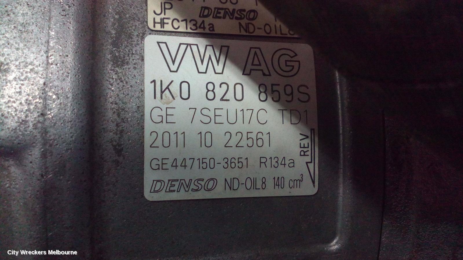 VOLKSWAGEN JETTA A/C COMPRESSOR, 1KM-1B, PETROL, DENSO BRAND (7SEU17C), 02/2006 - 12/2017