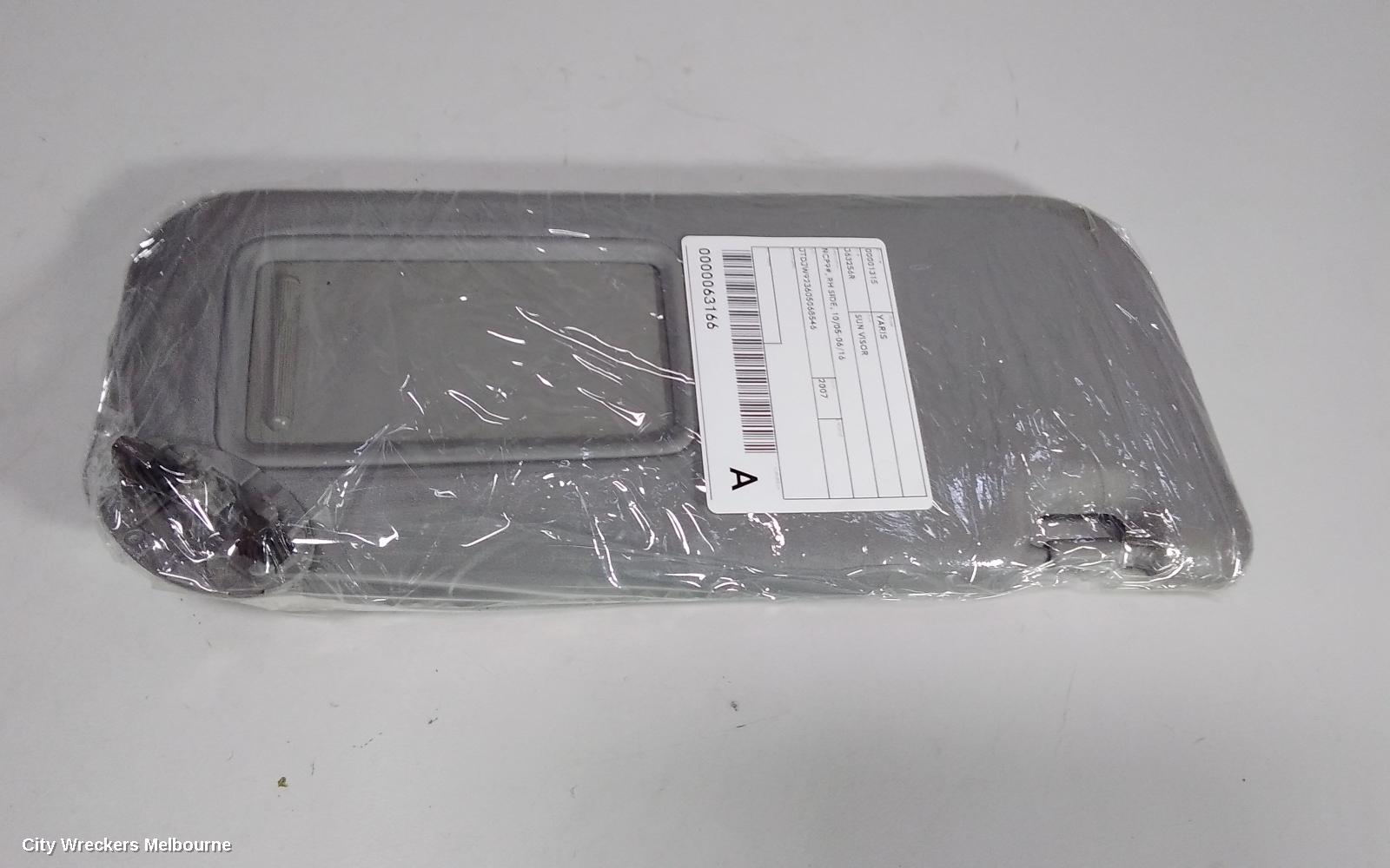 TOYOTA YARIS SUNVISOR, NCP9#, RH SIDE, NON MIRROR TYPE, 10/2005 - 06/2016