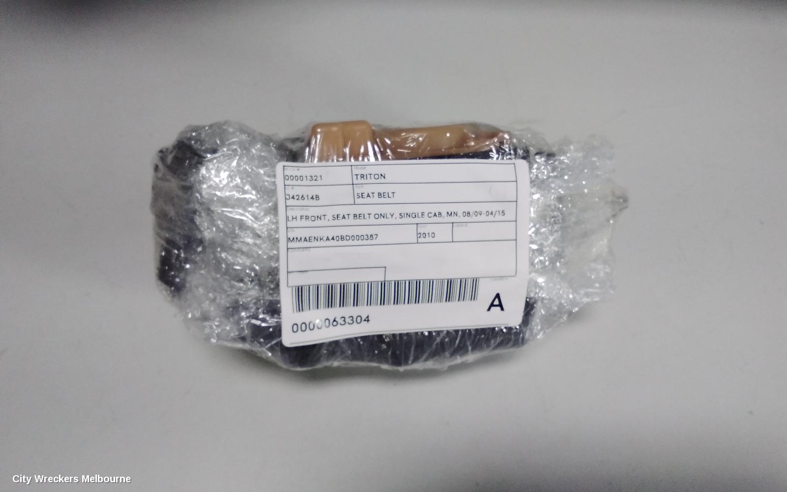 MITSUBISHI TRITON SEATBELT/STALK, LH FRONT, SEAT BELT ONLY, SINGLE CAB, MN, 08/2009 - 04/2015