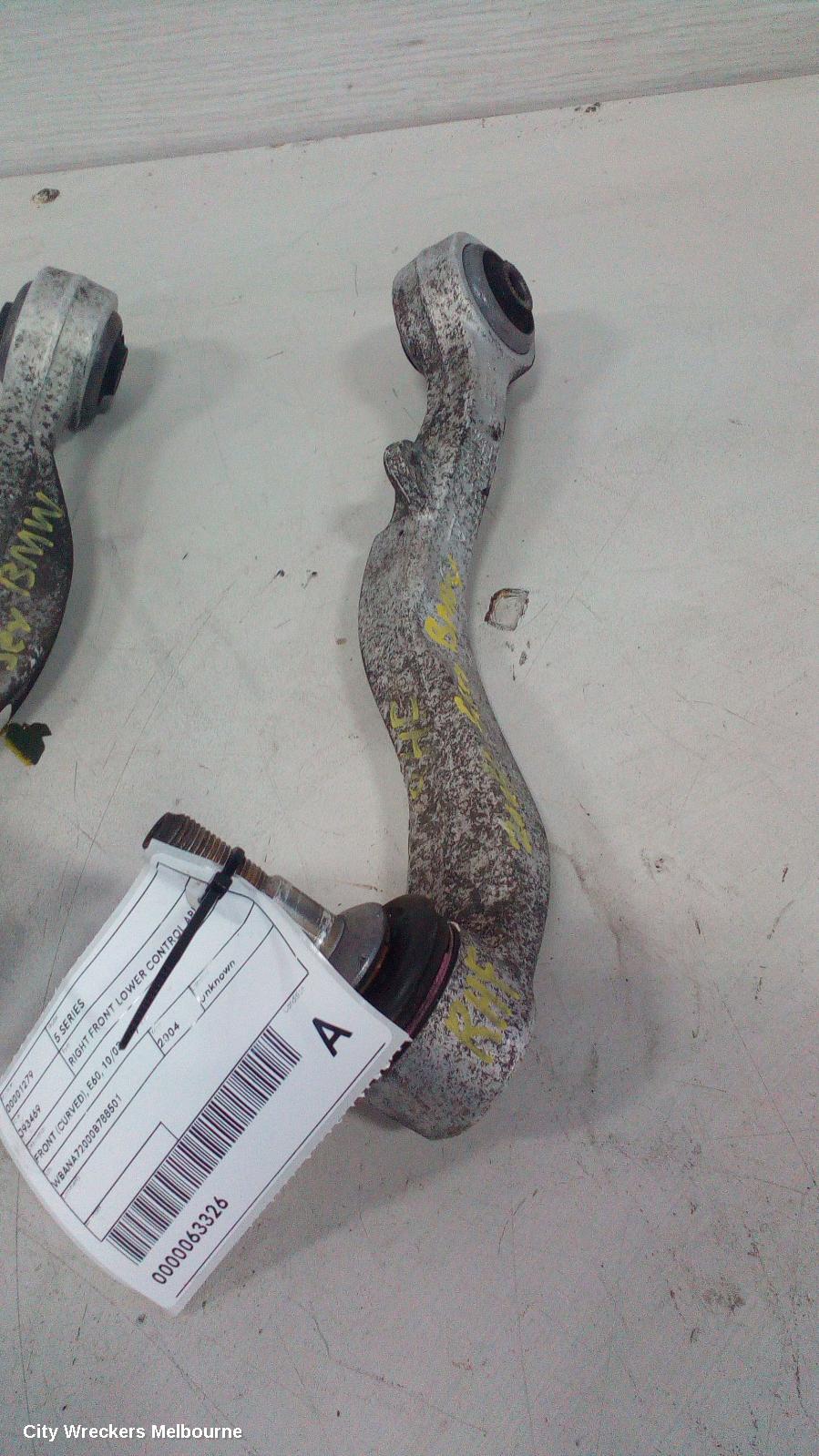 BMW 5 SERIES RIGHT FRONT LOWER CONTROL ARM, FRONT (CURVED), E60, 10/2003 - 04/2010