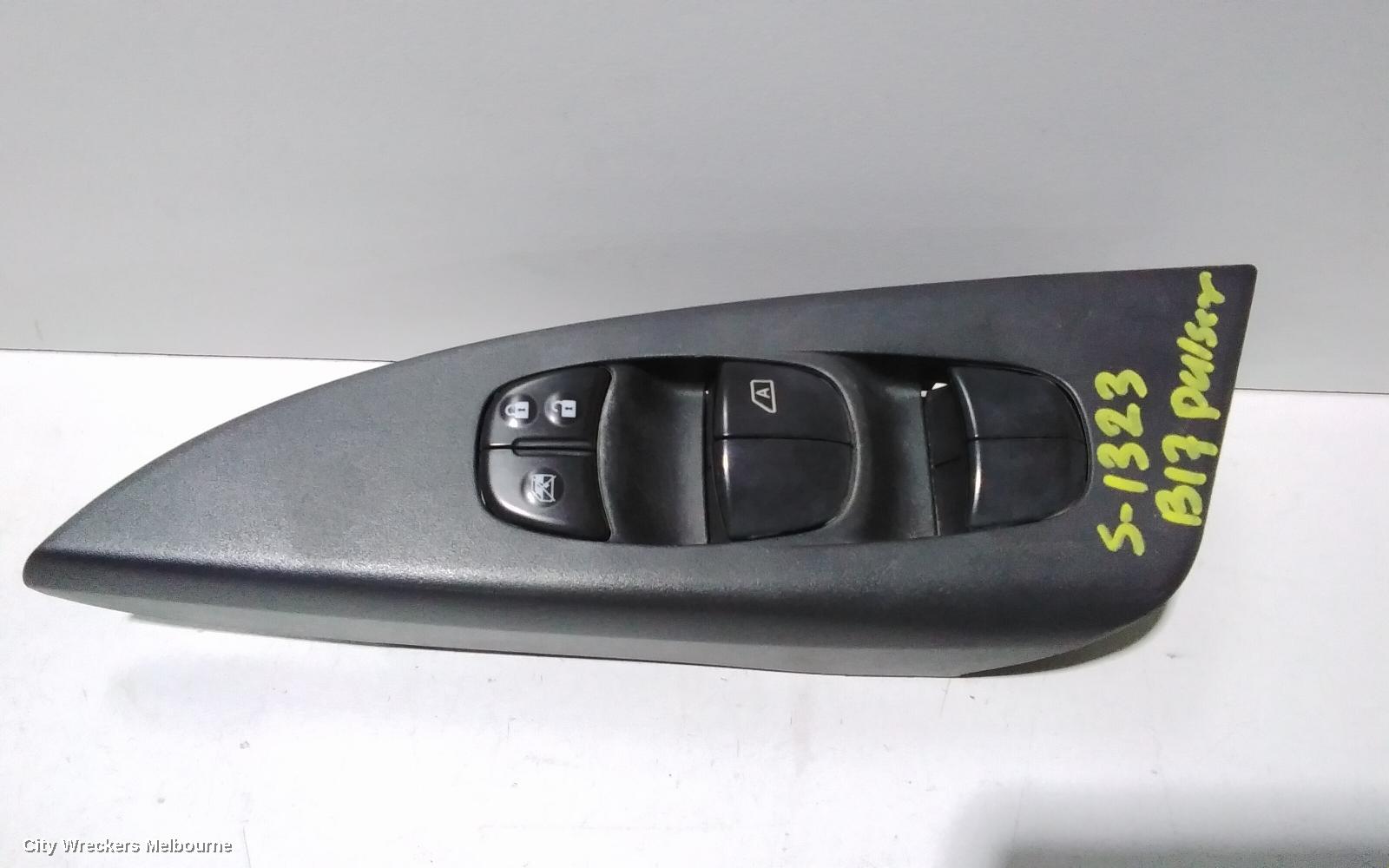 NISSAN PULSAR PWR DR WIND SWITCH, RH FRONT (MASTER SWITCH), SEDAN, B17, 12/2012 - 12/2017