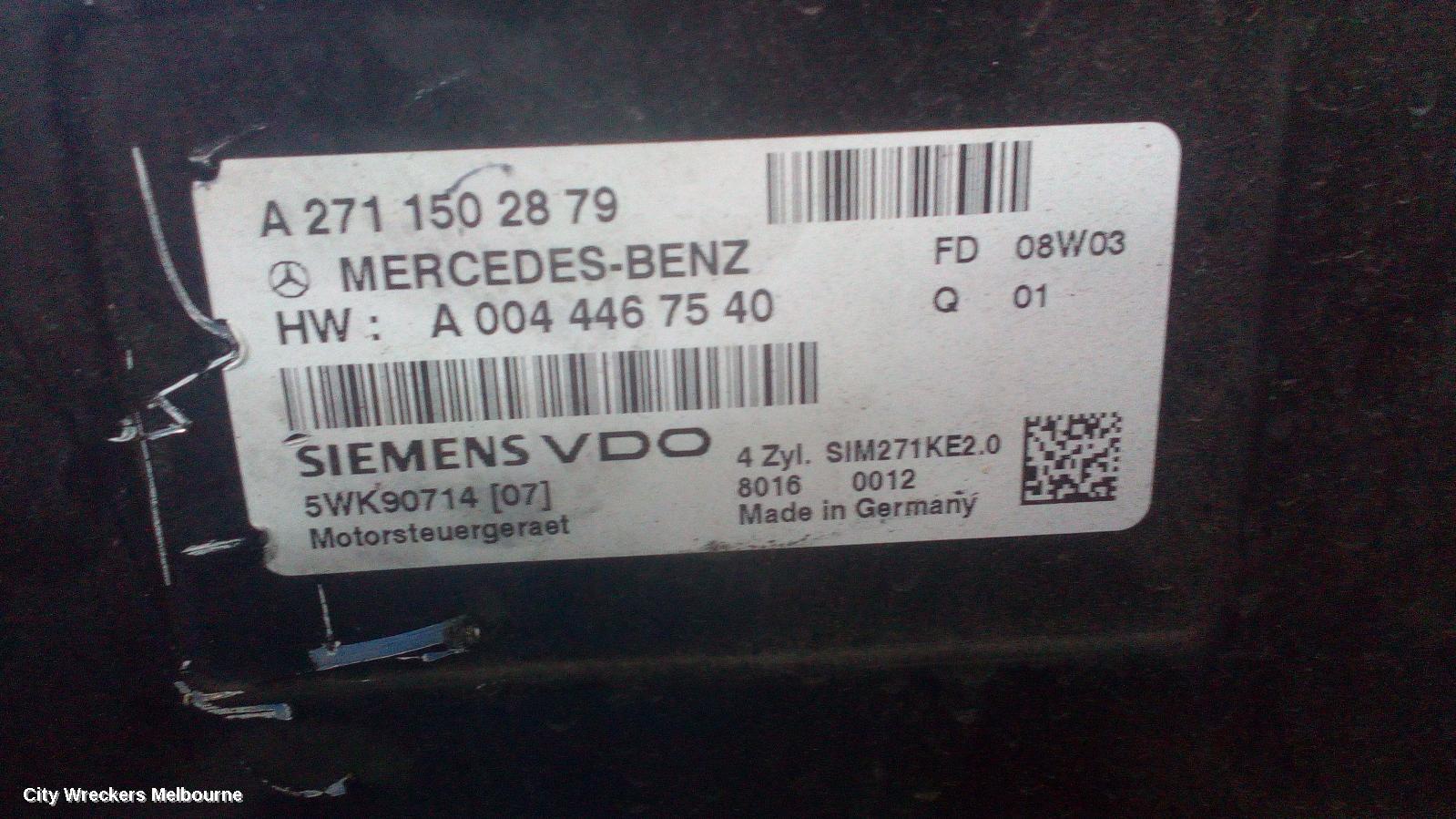 MERCEDES C CLASS ENGINE, PETROL, 1.8, S/CHARGED, W204/S204, C200K, 271.950 CODE, 07/2007 - 12/2009