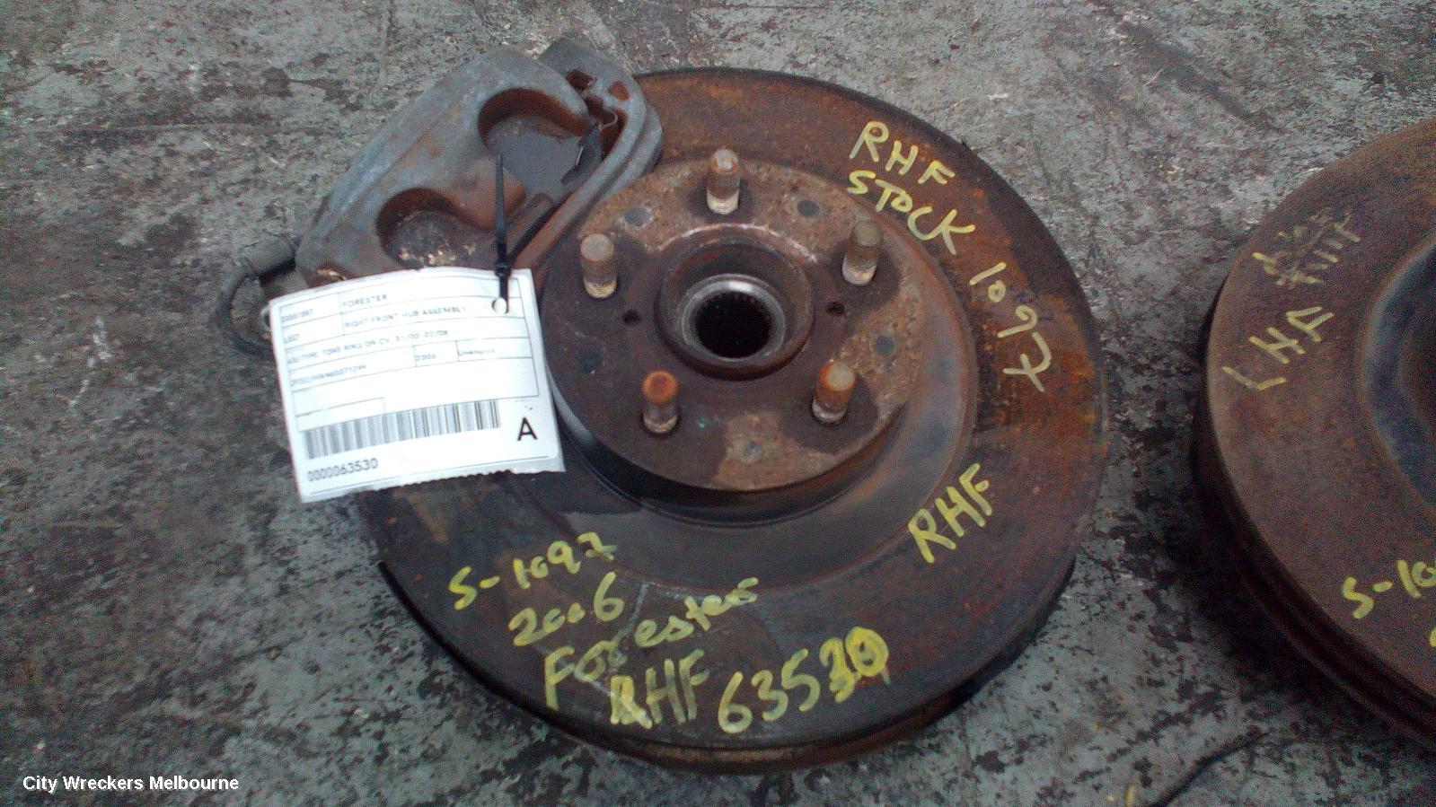 SUBARU FORESTER RIGHT FRONT HUB ASSEMBLY, ABS TYPE, TONE RING ON CV, 01/2000 - 02/2008