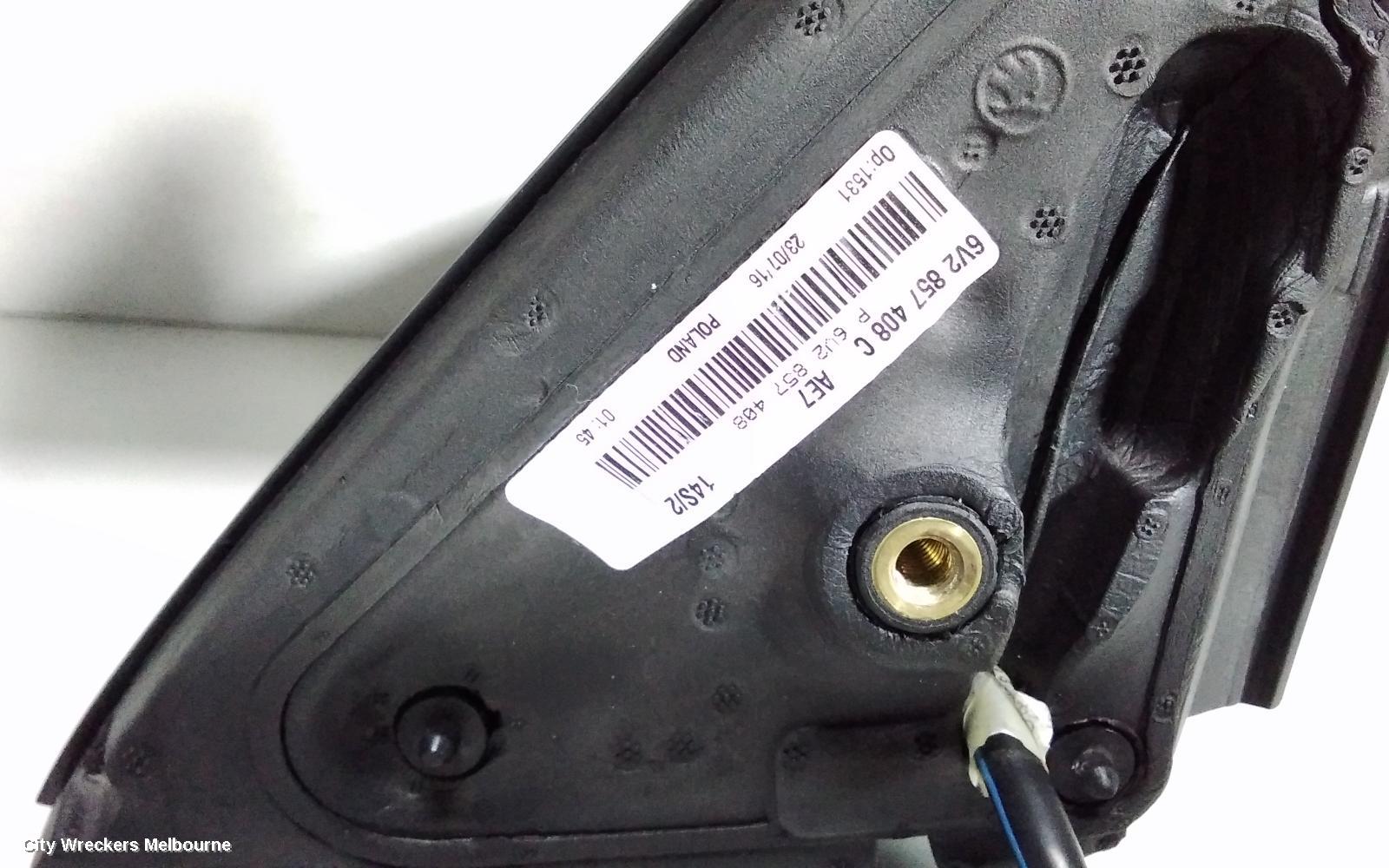 SKODA FABIA RIGHT DOOR MIRROR, NJ, POWER ADJUST, HEATED, NON BLIND SPOT, 01/2015 - 08/2021