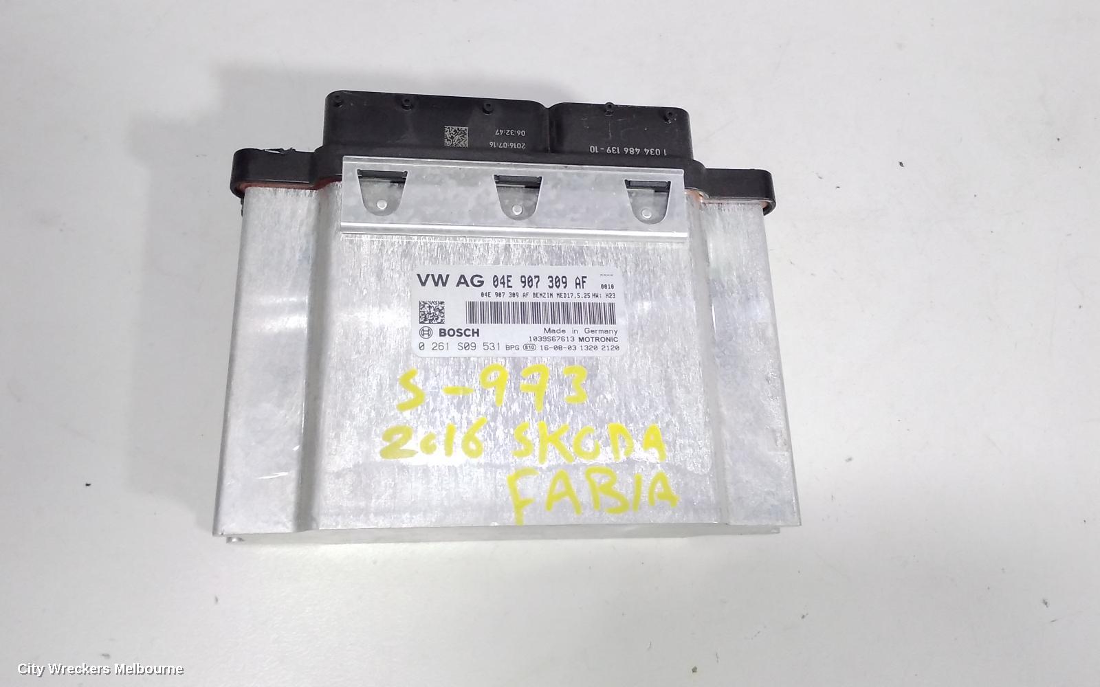SKODA FABIA ECU, ENGINE ECU, 1.2, PETROL, TURBO, CJZC CODE, ECU ONLY, NJ, 01/2015 ONWARDS